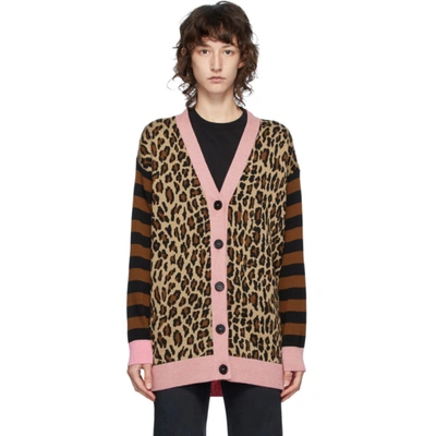 Msgm Leopard-print Cardigan In 12 Pink