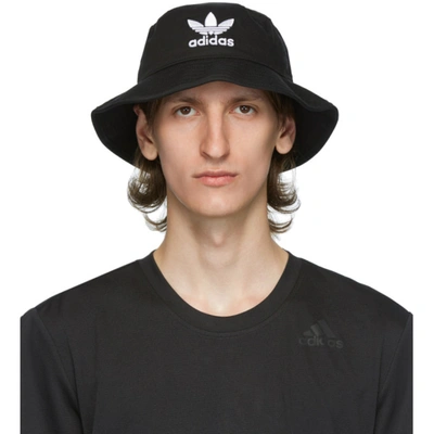 Adidas Originals Black & White Trefoil Bucket Hat In Black/white