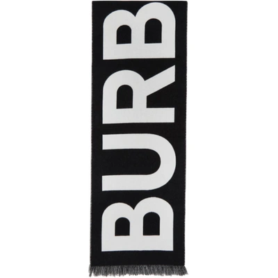 Burberry Black Wool Logo Scarf