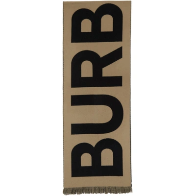 Burberry Tan Wool Logo Scarf In Archive Bei