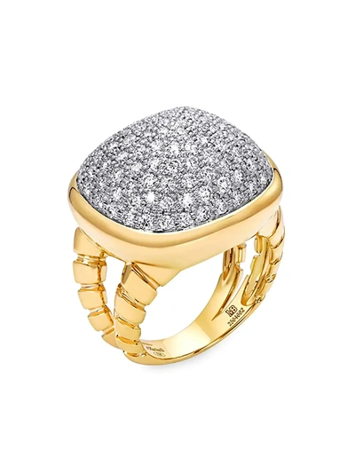 Marina B Tigella 18k Yellow Gold & Diamond Pav Sugarloaf Ring