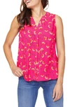 Nydj Pleat Back Sleeveless Split Neck Blouse In More Than Flowers