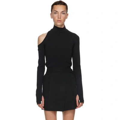 Helmut Lang Cutout Stretch-jersey Turtleneck Top In Black