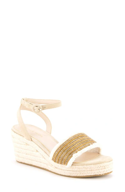 Pelle Moda Ankle Strap Wedge Sandal In Sand Suede