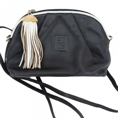 Pre-owned Fendi Leather Crossbody Bag In Navy