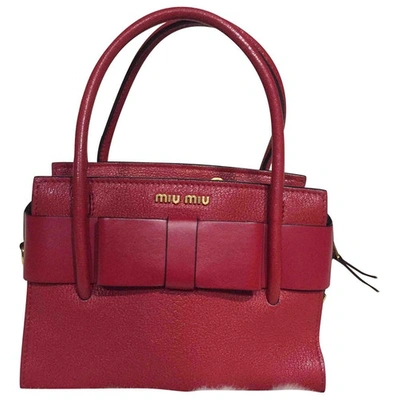 Pre-owned Miu Miu Madras Leather Handbag In Red