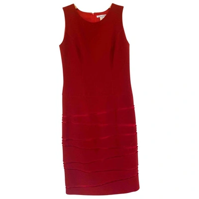 Pre-owned Oscar De La Renta Red Wool Dress