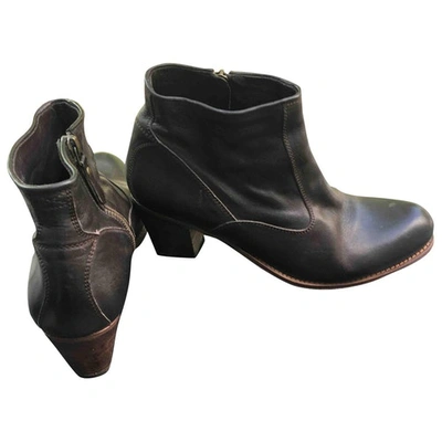 Pre-owned Ndc Leather Ankle Boots In Brown