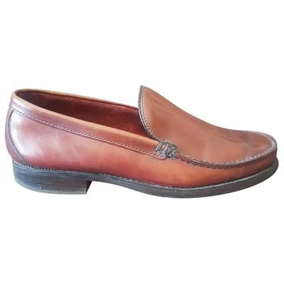 Pre-owned Sebago Leather Flats In Burgundy