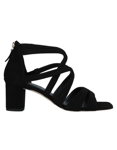 Sandro Heeled Leather Sandals In Black