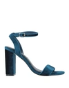 Sandro Velvet Heeled Sandals In Turquoise