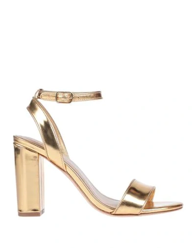 Sandro Heeled Sandals In Metallic Leather In Gold