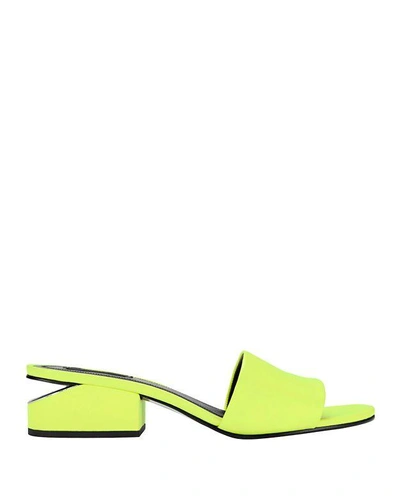 Alexander Wang Lou Neon Yellow Leather Slide Sandals In Fluo Yellow