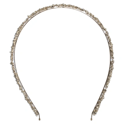 Pre-owned Chanel Crystal Faux Pearl Embellished Gold Tone Head Band