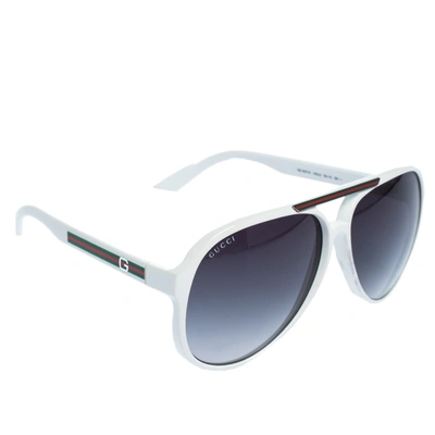 Pre-owned Gucci White/dark Green Gradient Vk6jj Web Sunglasses