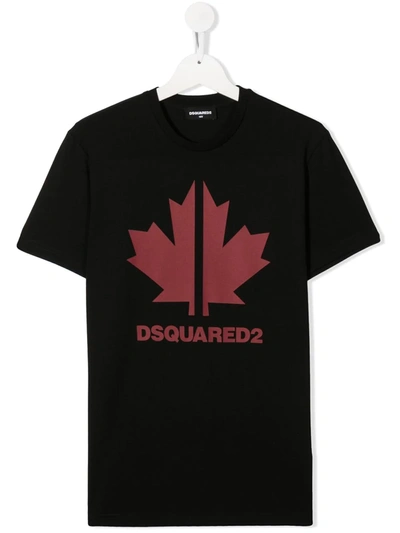 Dsquared2 Teen Logo Print T-shirt In Black