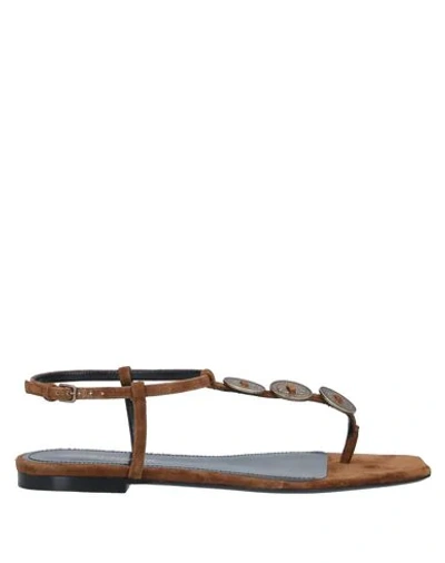 Saint Laurent Flip Flops In Brown