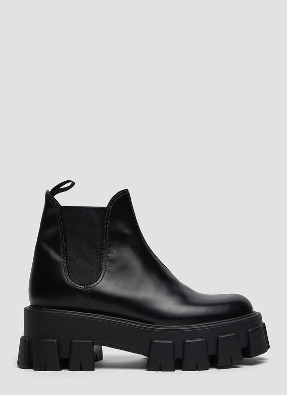 prada monolith brushed leather booties