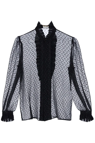 Saint Laurent Camicia In Fil Coupe' In Black