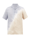 Altea Baker Tie-dye Slubbed Linen-poplin Shirt In Blue