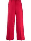 Valentino Cropped Virgin Wool Trousers In Red