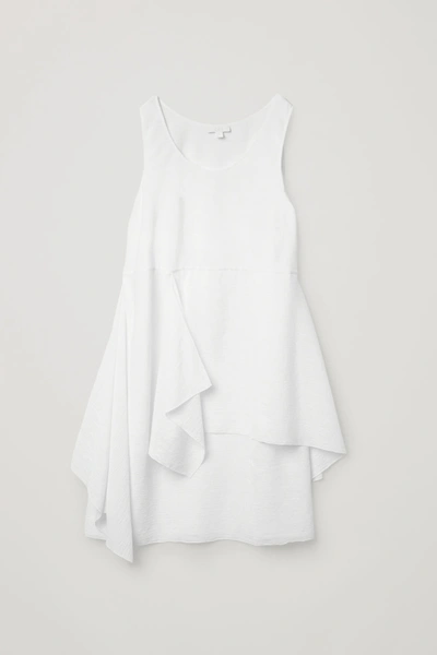 Cos Plisse Cotton Dress In White