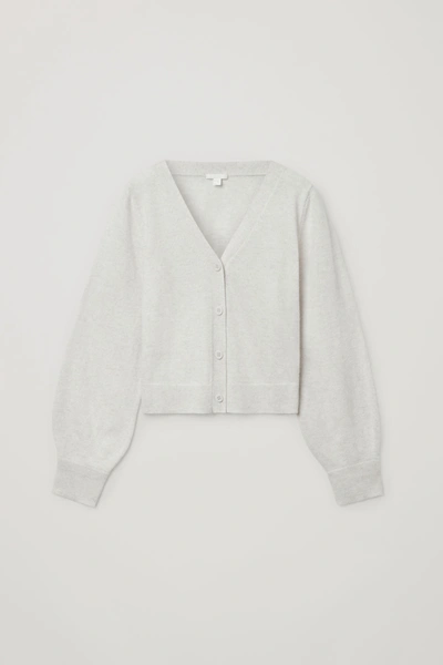 Cos Knitted Balloon-sleeve Cashmere Cardigan In Grey