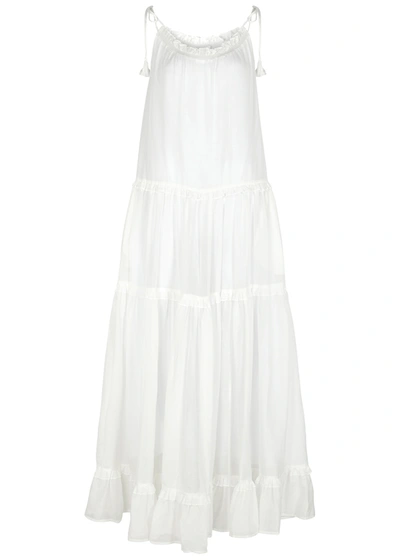 Bird & Knoll Ivy White Cotton-blend Maxi Dress In White