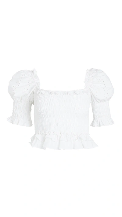 Misa Abbey White Broderie Anglaise Top