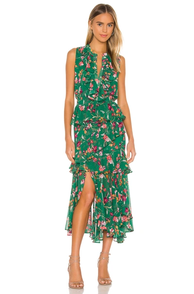 Misa Ilona Floral-print Chiffon Midi Dress In Kelly Blooms