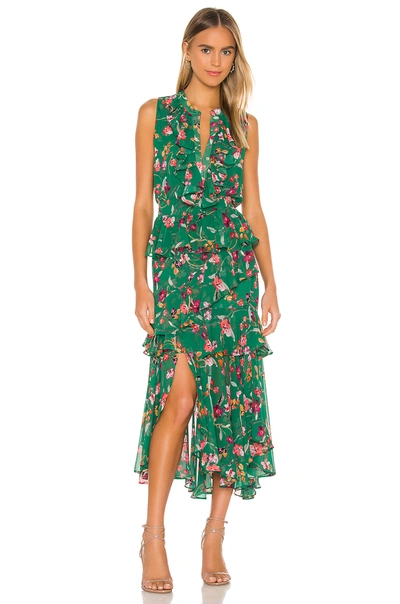 Misa Ilona Floral-print Chiffon Midi Dress In Kelly Blooms ModeSens