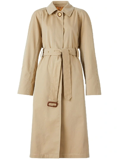 Burberry Tropical Gabardine Belted Car Coat In Neutrals