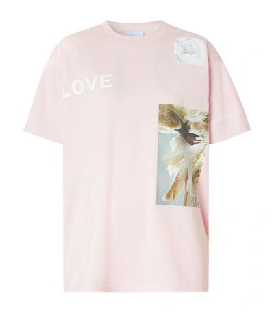 Burberry Montage Print Cotton Oversized T-shirt In Alabaster Pink