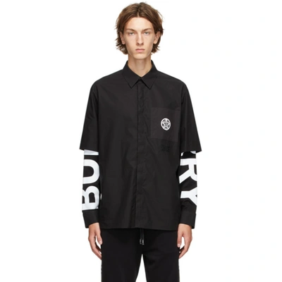 Burberry Globe Graphic Cotton Oversized Shirt In Black