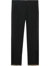 Burberry Fringed Grain De Poudre Wool Tailored Trousers In Black