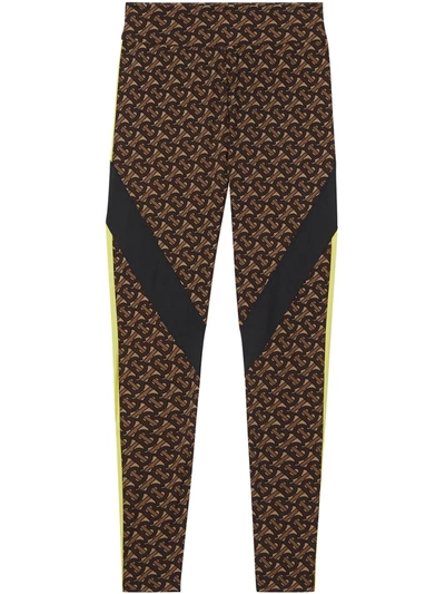 Burberry Madden Monogram-print Stretch Jersey Leggings In Brown