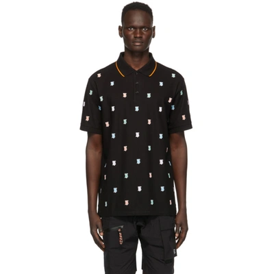 Burberry Elmsley Logo-embroidered Cotton Polo Shirt In Black