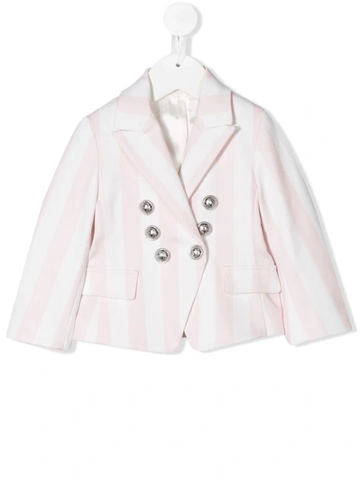 Balmain Babies' Kids Striped Button Blazer (6-36 Months) In Pink