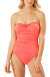 Tommy Bahama Pearl V-wire Bandeau One Piece Swimsuit In Paradise Coral