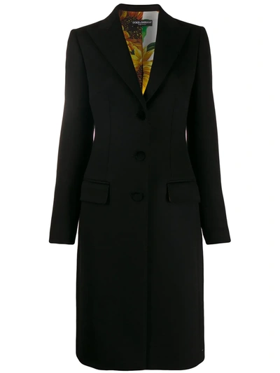 Dolce & Gabbana Fitted-waist Single-breasted Coat In Black