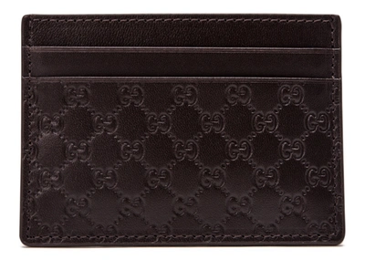 Pre-owned Gucci Card Holder Microssima Brown