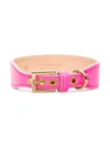 Black & Brown Pink Holly Leather Dog Collar