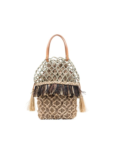 Aranaz Multicoloured Lambat 2 Abaca Beaded Raffia Bag In Yellow