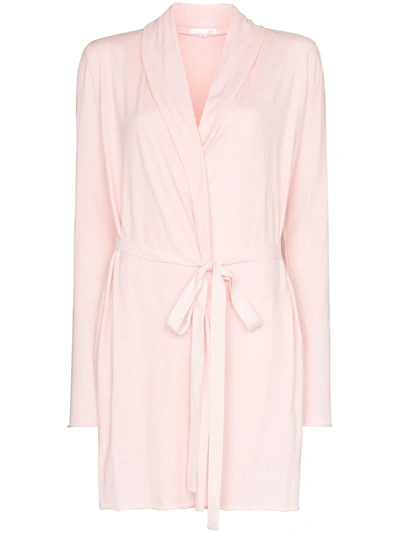Skin French Terry Short Robe, Light Pink