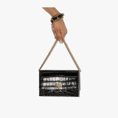 Balenciaga Black Sharp Mock Croc Shoulder Bag