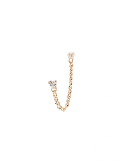 Zoë Chicco 14k Yellow Gold Double Stud Chain Diamond Earring