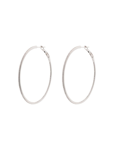 Dana Rebecca Designs 14k White Gold Drd Large Hoop Diamond Earrings In Metallic