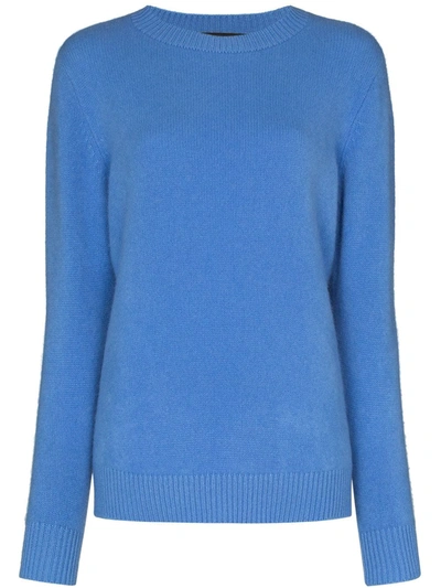 The Elder Statesman Blue Ribbed Cashmere Sweater