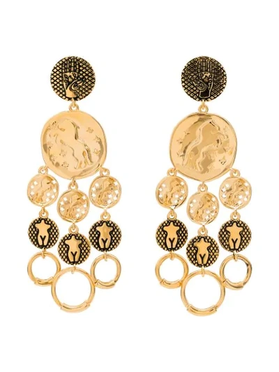 Chloé Gold Tone Emoji Disc Drop Earrings