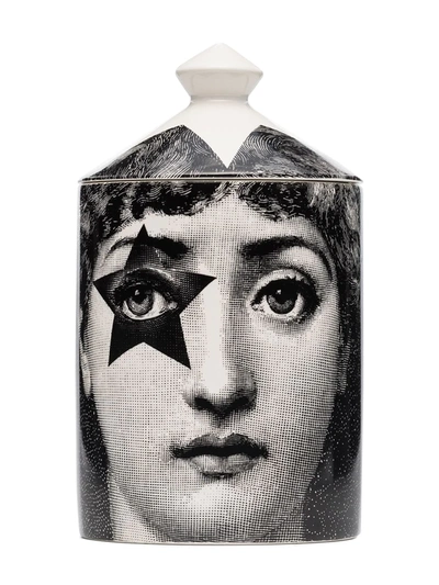 Fornasetti Black And White Star Lina Otto Candle In Weiss